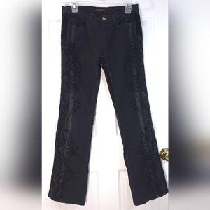 VINTAGE Roberto Cavalli Black Velvet & Embroidered Flare Jeans - Y2K Authentic 6